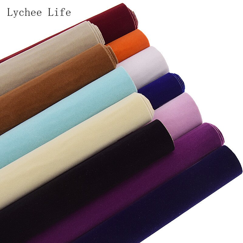 Lychee Leven 29X21Cm A4 Zelfklevende Fluwelen Stof Effen Kleur Stof Diy Liner Papier Voor bows Diy Naaien Ambachten