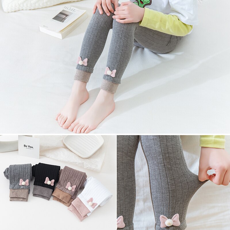 Leggings per bambini primavera autunno cotone abbigliamento esterno pantaloni corti per studenti pantaloni a righe traspiranti in cotone bowknot a nove punti