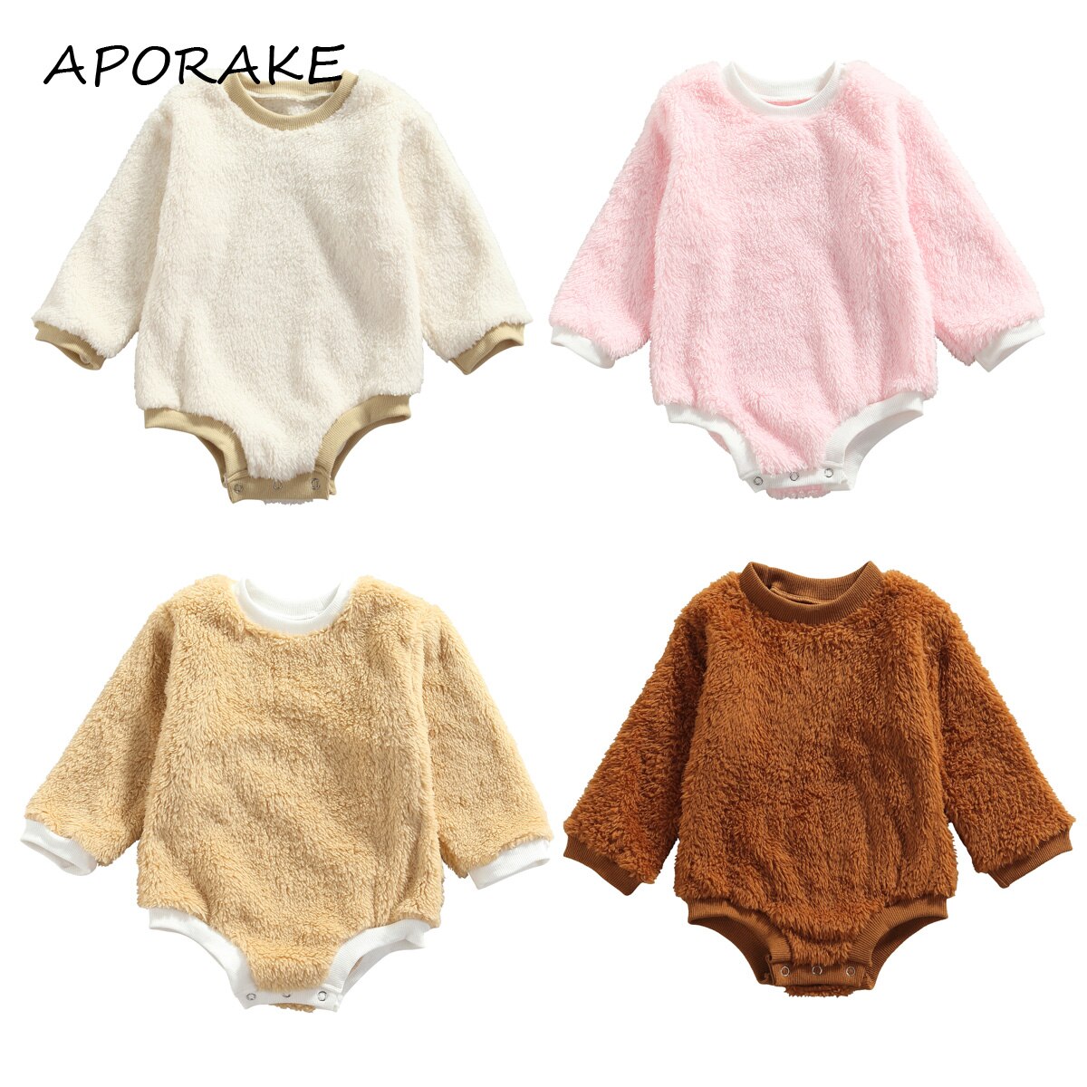 Macacão infantil de pelúcia, macacão de outono para meninos e meninas, roupa de inverno com gola em o, mangas compridas, macacão com botões e virilha, 2021