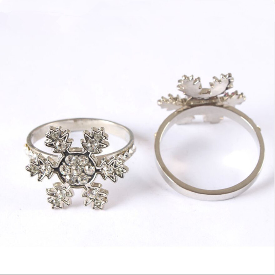 6 Stks/partij Kerst Decoratie Servet Ring Diamant Legering Servet Knop Kerst Sneeuw Doek Servet Ring