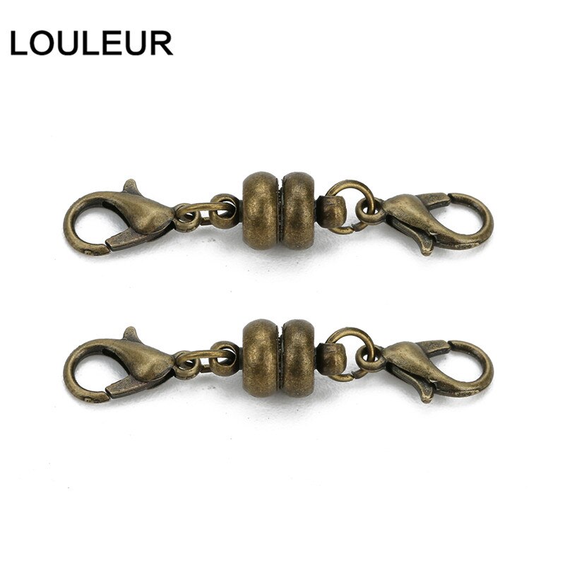 10set/lot 38*7mm Copper Magnetic Clasps With Lobster Clasps Connectors For Necklaces Bracelets Clasp Hooks DIY Jewelry Findings: Ancient green