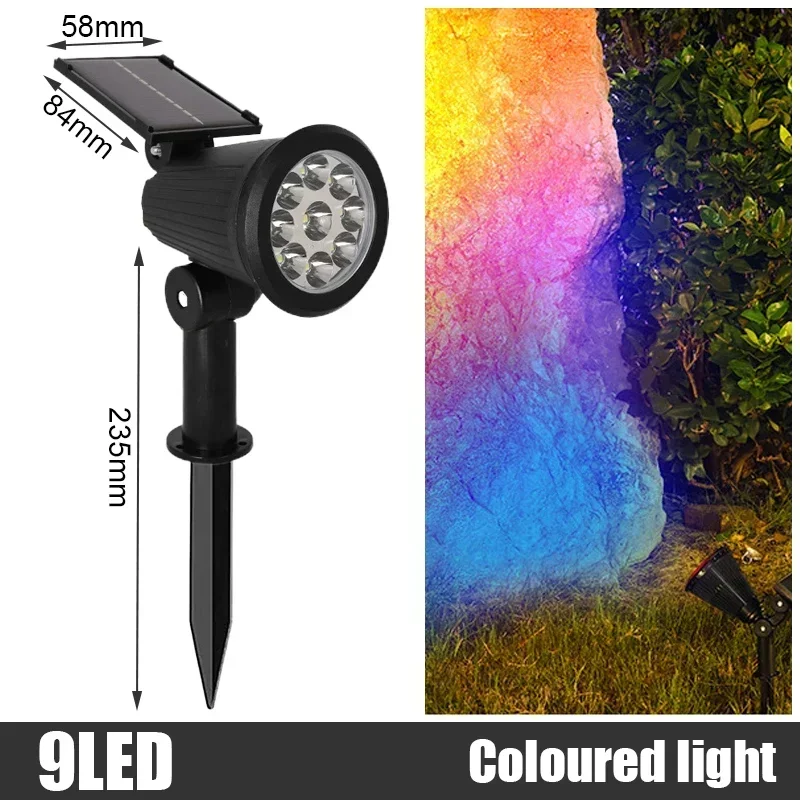 9/4 LED Solar LED-lichtspots Buiten IP65 Waterdichte verlichting Helderheid instelbaar voor tuin Achtertuin Oprit Patio Decor: changeable