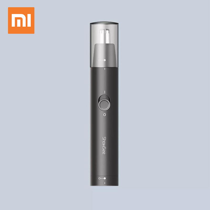 Xiaomi mijia showee  c1- bk bærbar elektrisk næsehårstrimmer aftagelig vaskbar dobbeltkantet 360 ° roterende skærehoved