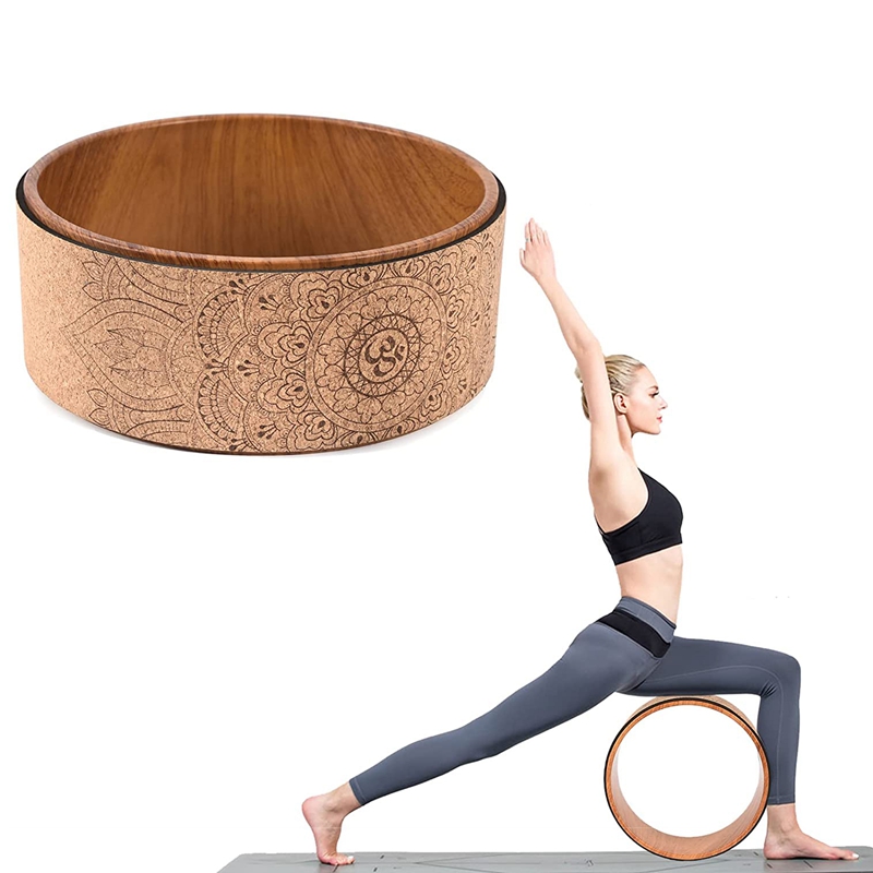 -Yoga Wiel Achterwiel Yoga Roller Kurk Yoga Wiel Voor Stretching Flexibiliteit Terug Bochten Verdiepen Yoga Pose Backbend hout