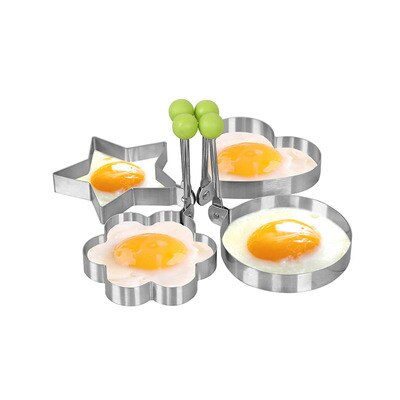 Fire former rustfrit stål stegte æg maker pandekage skimmel hjem diy morgenmad æg sandwich køkken bageværktøj  c1194 a: 4 stk