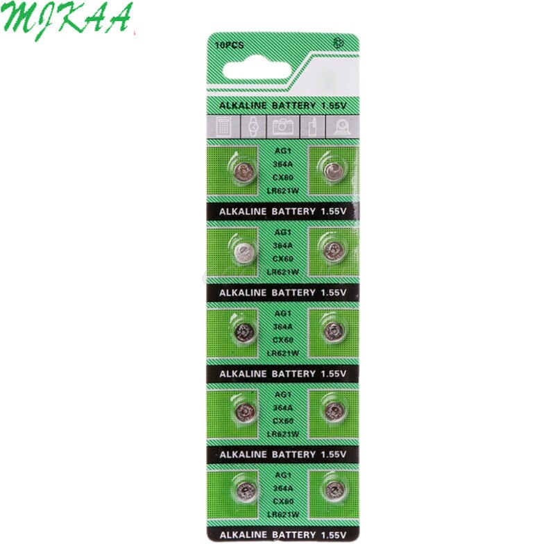 10 stks/pak AG1 1.55V 364 SR621SW LR621 621 LR60 CX60 Alkaline Button Knoopcelbatterijen Horloge Batterij
