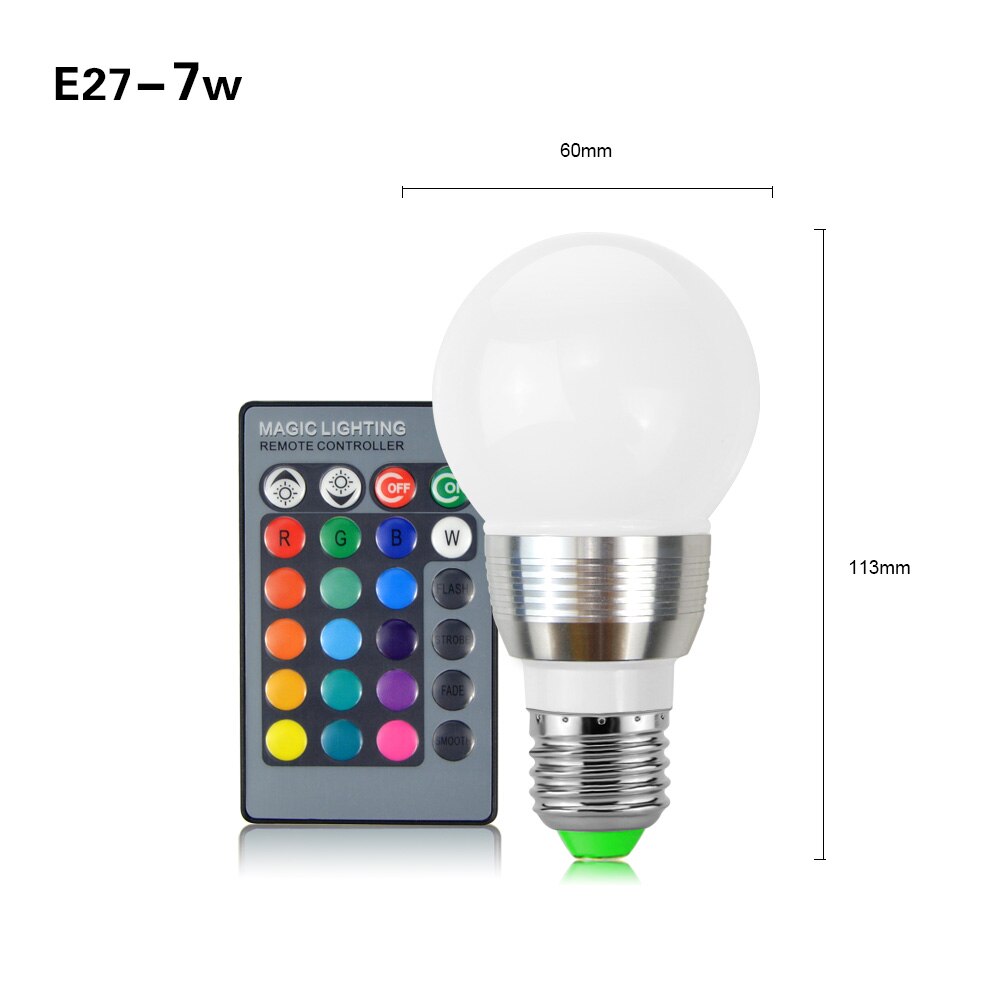 E27 E14 Led Lamp 5W 7W Rgb 16 Kleur Verwisselbare Led Lamp 110V 220V Rgb Led gloeilamp Spot Met Ir-afstandsbediening Home Decor: E27 7W