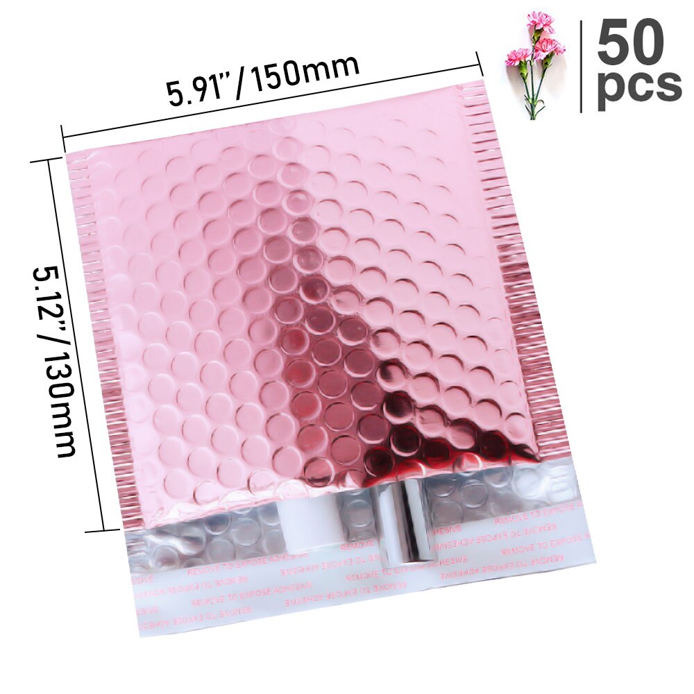 Speedy Mailers 50pcs Rose Gold Bubble Envelope Foam Foil Mailing Bag Bubble Mailer Envelopes for Packaging: 150x130mm-50 pieces