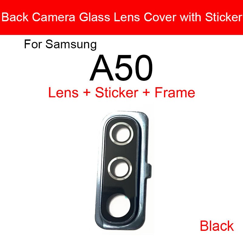Rear Camera Glass Lens With Adhesive Sticker For Samsung Galaxy A50 SM-A505FD A505FD Back Camera Glass Lens Replacement Repair: black A50