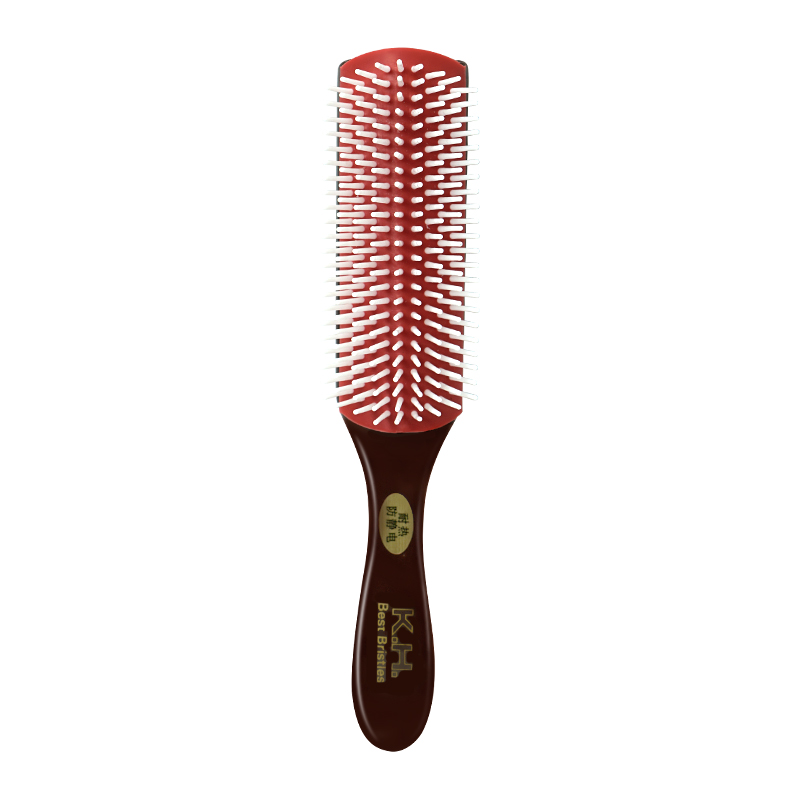 9 filas 4 colores cepillo de pelo desenredante Denman cepillo desenredante masajeador del cuero cabelludo peine de pelo húmedo rizado recto salón de peluquería: Gris