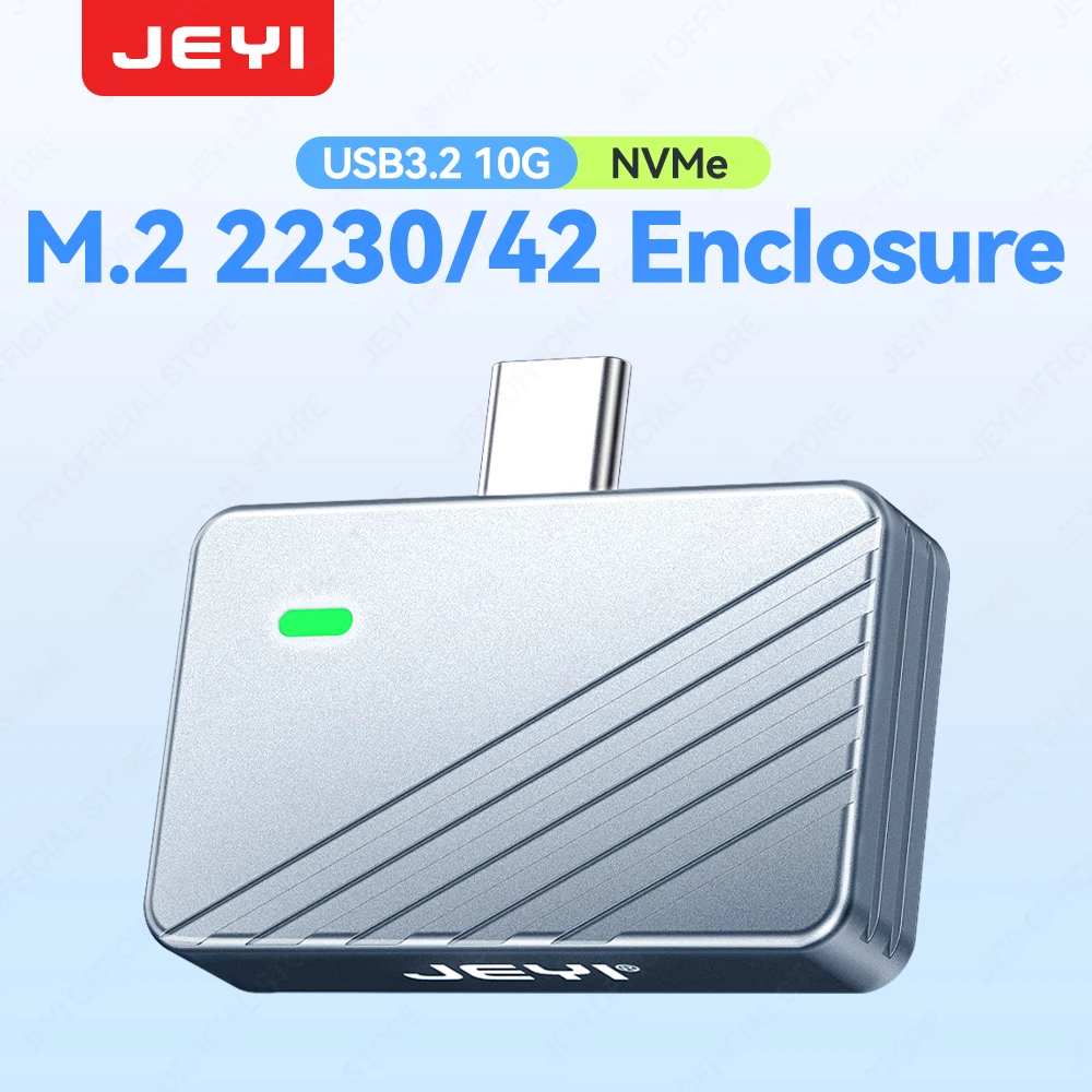 JEYI 2242 2230 M.2 NVMe Direct-attach SSD Enclosure, USB 3.2 10Gbps Direct USB-C Plug Aluminum M2 Enclosure Supports UASP TRIM