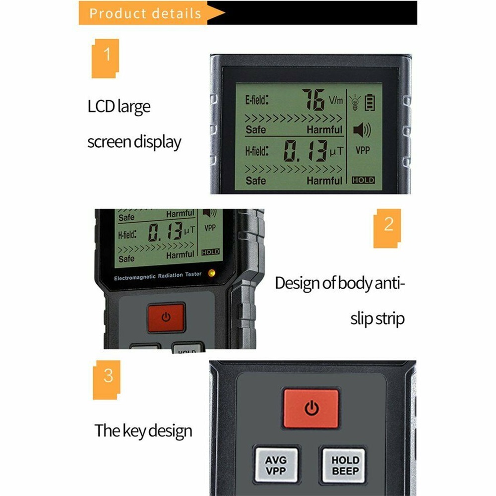 Digital lcd emf meter elektromagnetisk stråling tester detektor 5g wifi radiometer