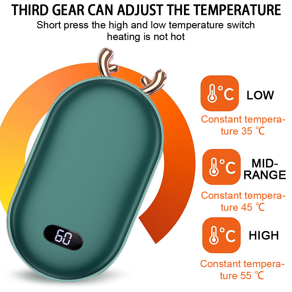 Ogrzewacz dłoni 2 w 1 przenośny moc Bank USB akumulator elektryczny ogrzewacz dłoni inteligentna stała temperatura 5200mAh