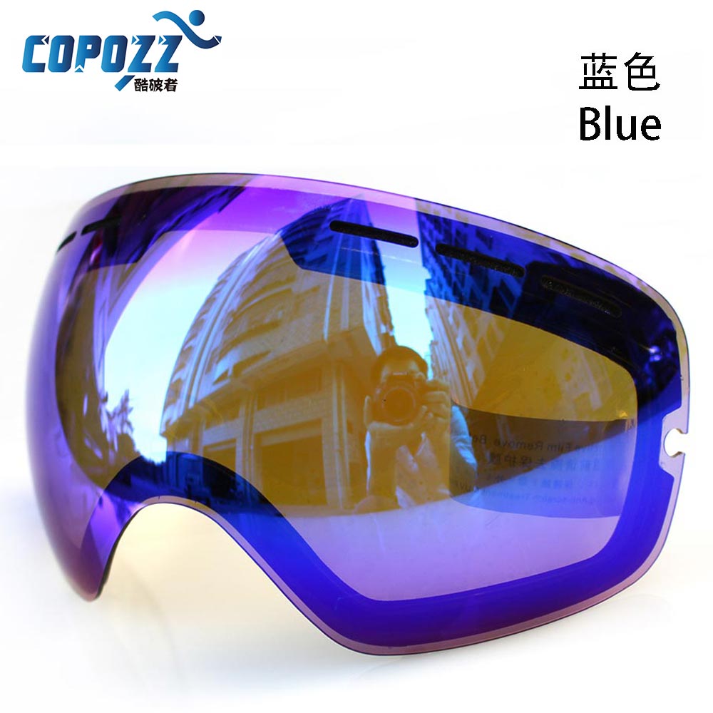 Anti-tåge snescooterski til copozz gog -201 uv400 store sfæriske ski snowboardbriller beskyttelsesbriller briller: Blå