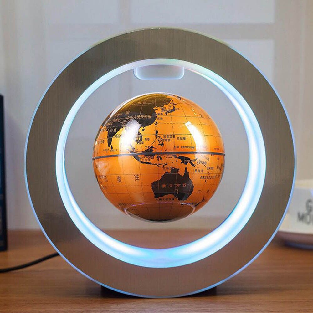 Round LED World Map Floating Globe Magnetic Levitation Night Light Anti Gravity Magic Teaching Globes Birthday
