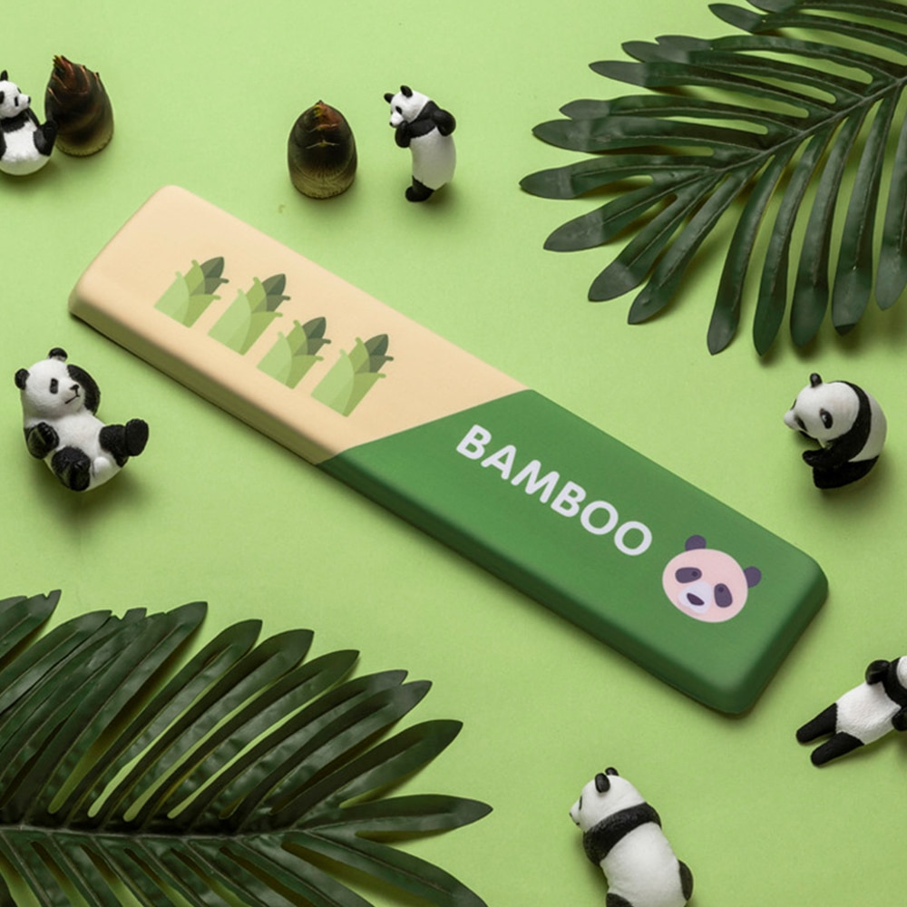 Oso Panda de China-almohadilla de reposamuñecas verde con de bambú, rebote lento, espuma de memoria, antideslizante, cómoda