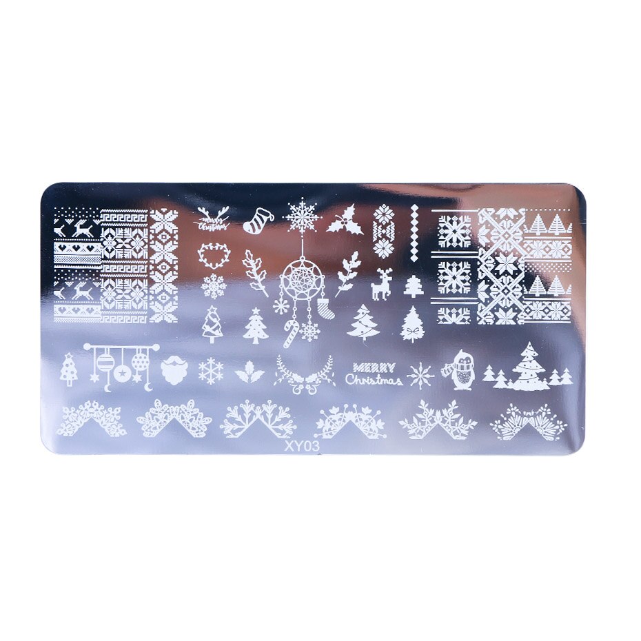 1 Uds. De placas de estampación de uñas, sellos de flores de Navidad, Animal Nail Art, estampado de imágenes, plantilla de Manicura, , plantilla para impresión JIXY01-08: XY03