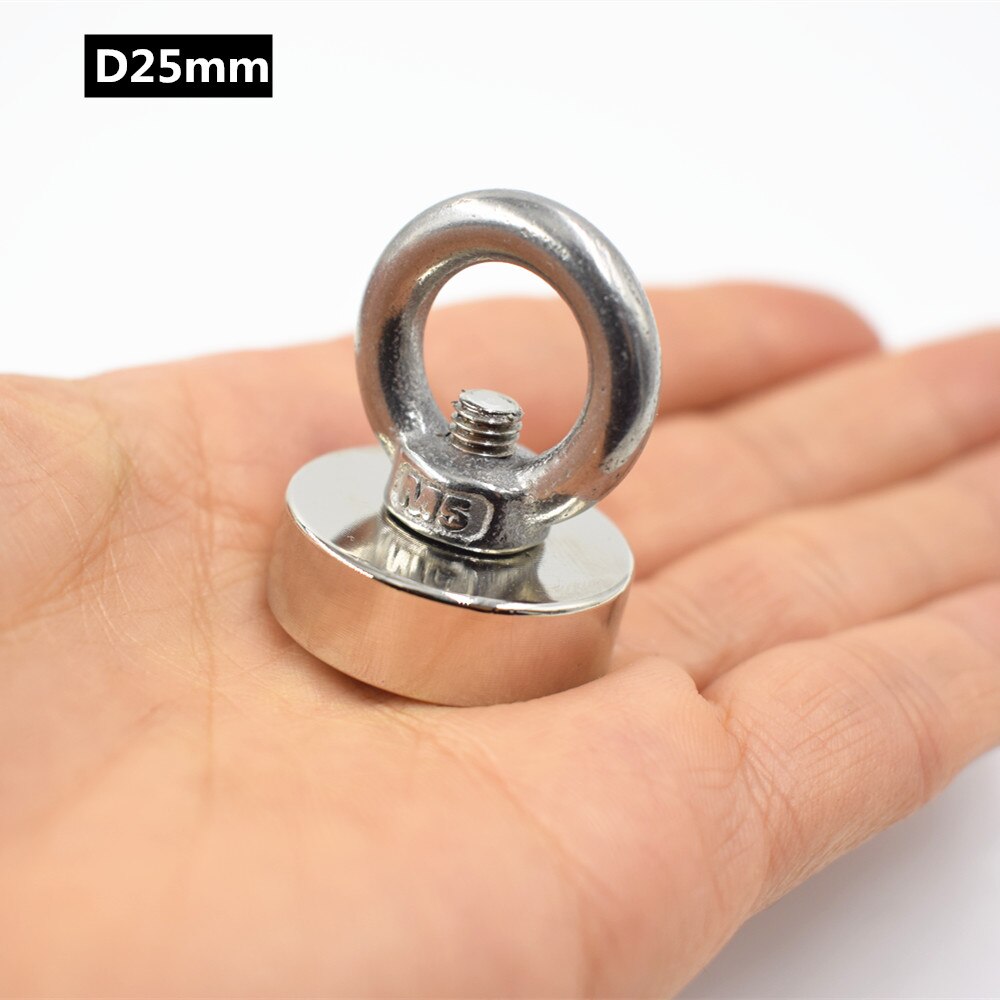 D60mm strong powerful round neodymium Magnet hook salvage magnet sea Fishing equipments Holder Pulling Mounting Pot with ring: D25-pull max 12KG