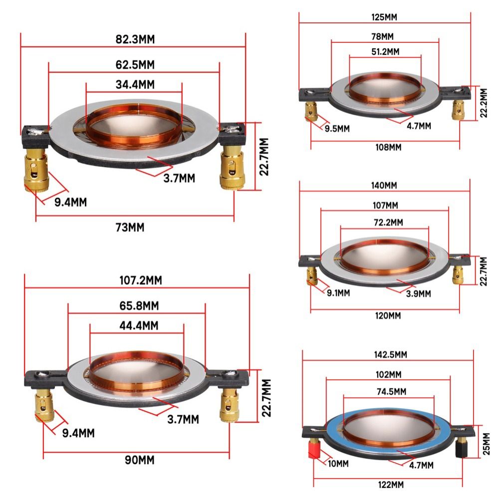 34,4 44,4 51,3 72,2 74,5mm Kern Kupfer Draht Hochtöner Schwingspule Membran Höhen Lautsprecher Höhen Spule Reparatur Zubehör DIY Teile