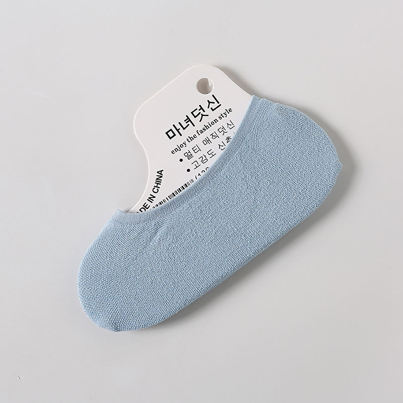 5 paia/lotto calze magiche da donna EU25-39 invisibile bocca bassa calzini da barca proprietà sottile antiscivolo in silicone colore caramella calzini in velluto: H blu