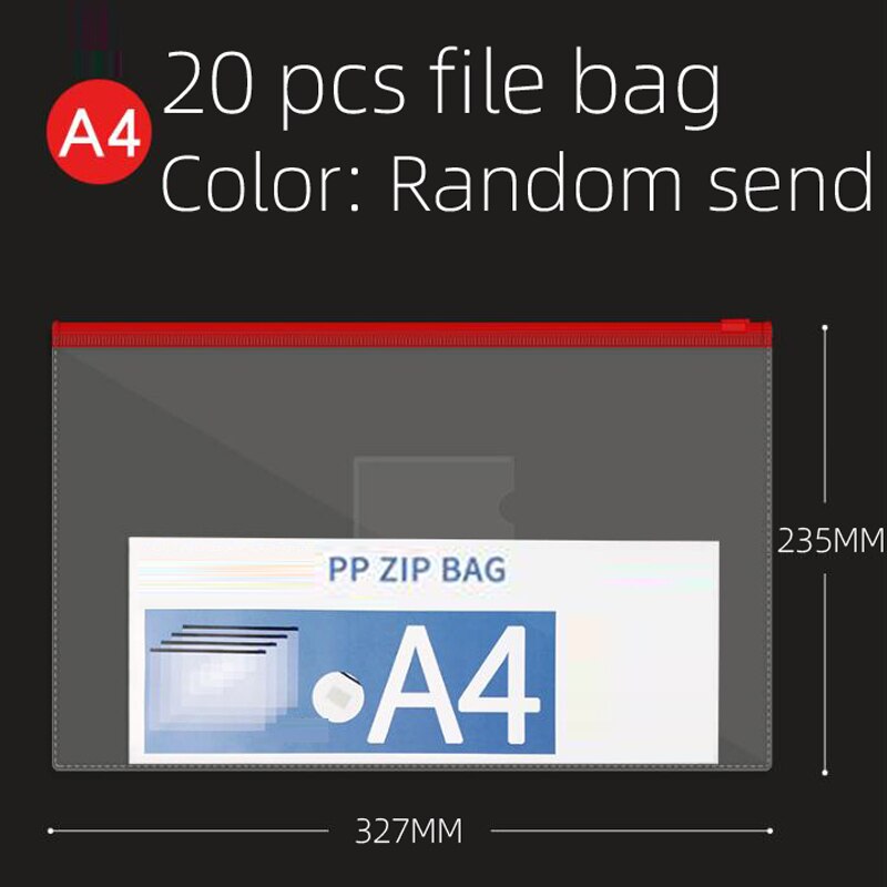 20pcs/set stationery A4/A5/A6 PVC transparent edge bags file bag Office & School Supplies Papelaria: 20pcs   A4