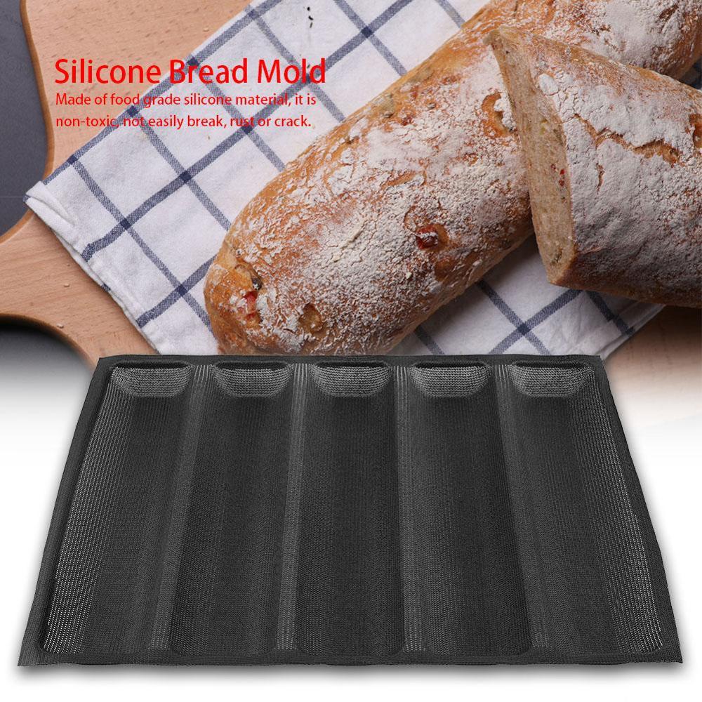 12 Inch Siliconen Brood Pannen Non-stick Bakplaat 5 Loaf Baguette Mold Broden Baker Baguette Brood Pan Bakvormen bakken Perfored