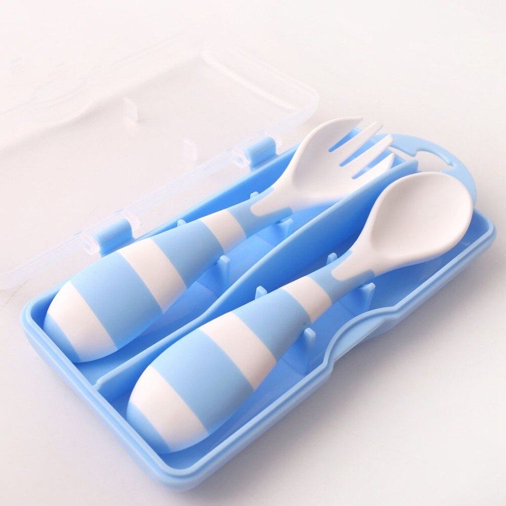 Korean Version Baby Spoons Set Feeding Dishes Tableware For Children Flatware Cutlery Spoon Plastic With Box Baby Utensils