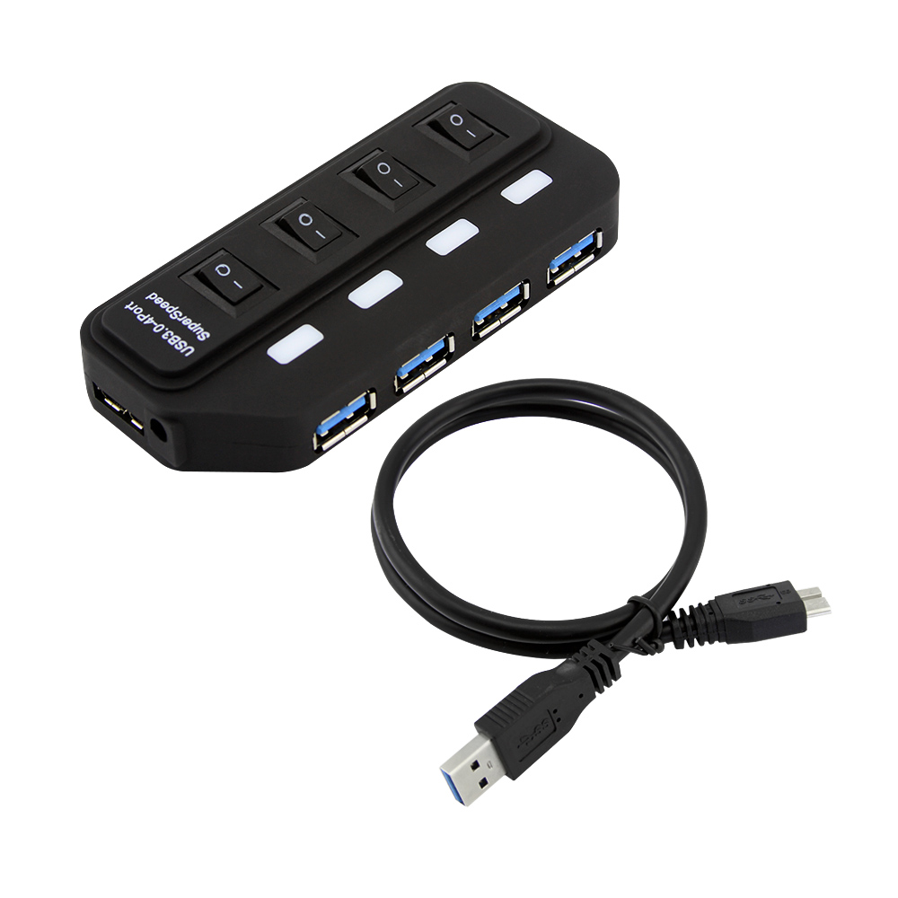 thumbnail image 2 of 4-Port USB 3.0 Hub Splitter - 5Gbps High Speed, Aluminum Case, Portable For Laptop/PC (Gray/Silver) 2 of 4