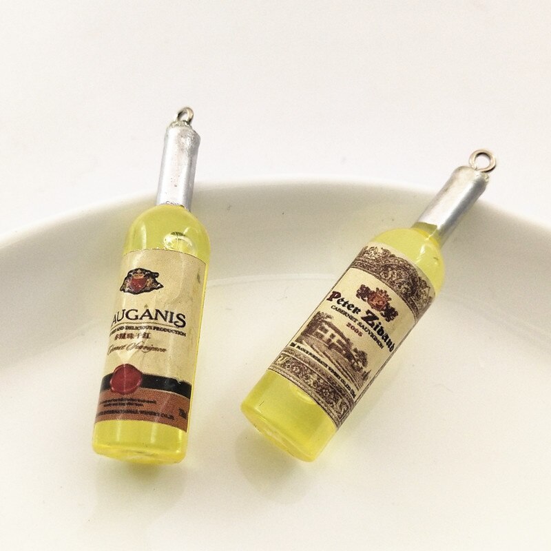 5 sztuk akrylowy na wino butelka zawieszki uroki, ręcznie robione wiszące rzemiosło znalezienie Nowy przyjazd akcesoria DIY Wykonany ręcznie rękodzieło: żółty