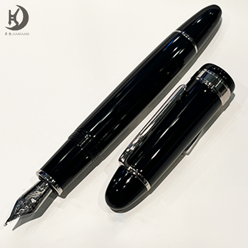 JD 129 pluma de lujo con punta de iridio y convertidor de tinta, plumas estilográficas de caligrafía de Metal con Clip plateado dorado grande de primera para recuerdo: Gris claro