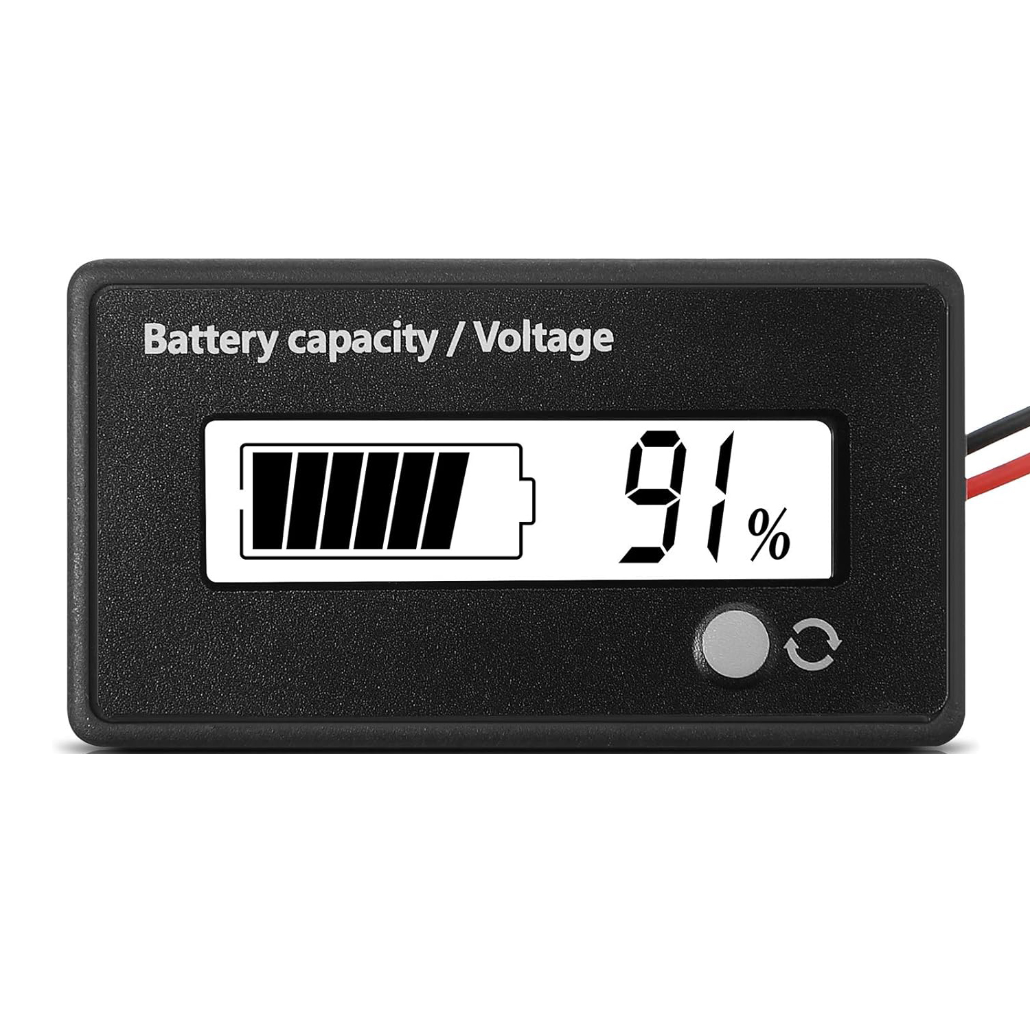 DC 12V 24V 36V 48V 72V Battery Capacity Voltage Meter with Alarm, Battery Capacity Gauge Indicator, Battery Indicator Monitors: black