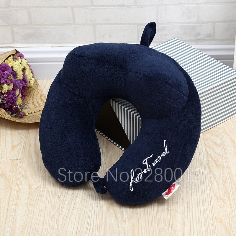 La mejor almohada De viaje en forma De U De rebote lento para el cuello, soporte para el cuidado De la salud Cervical, almohadas De viaje sólidas para avión, oficina y sueño: Dark blue