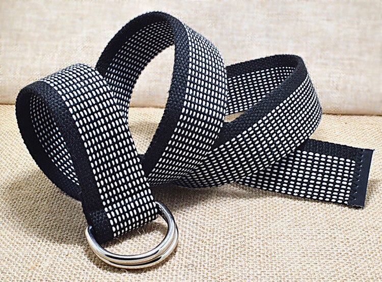 Buitensport casual canvas riem dubbele ringen gesp casual unisex casual canvas tailleband luxe merk