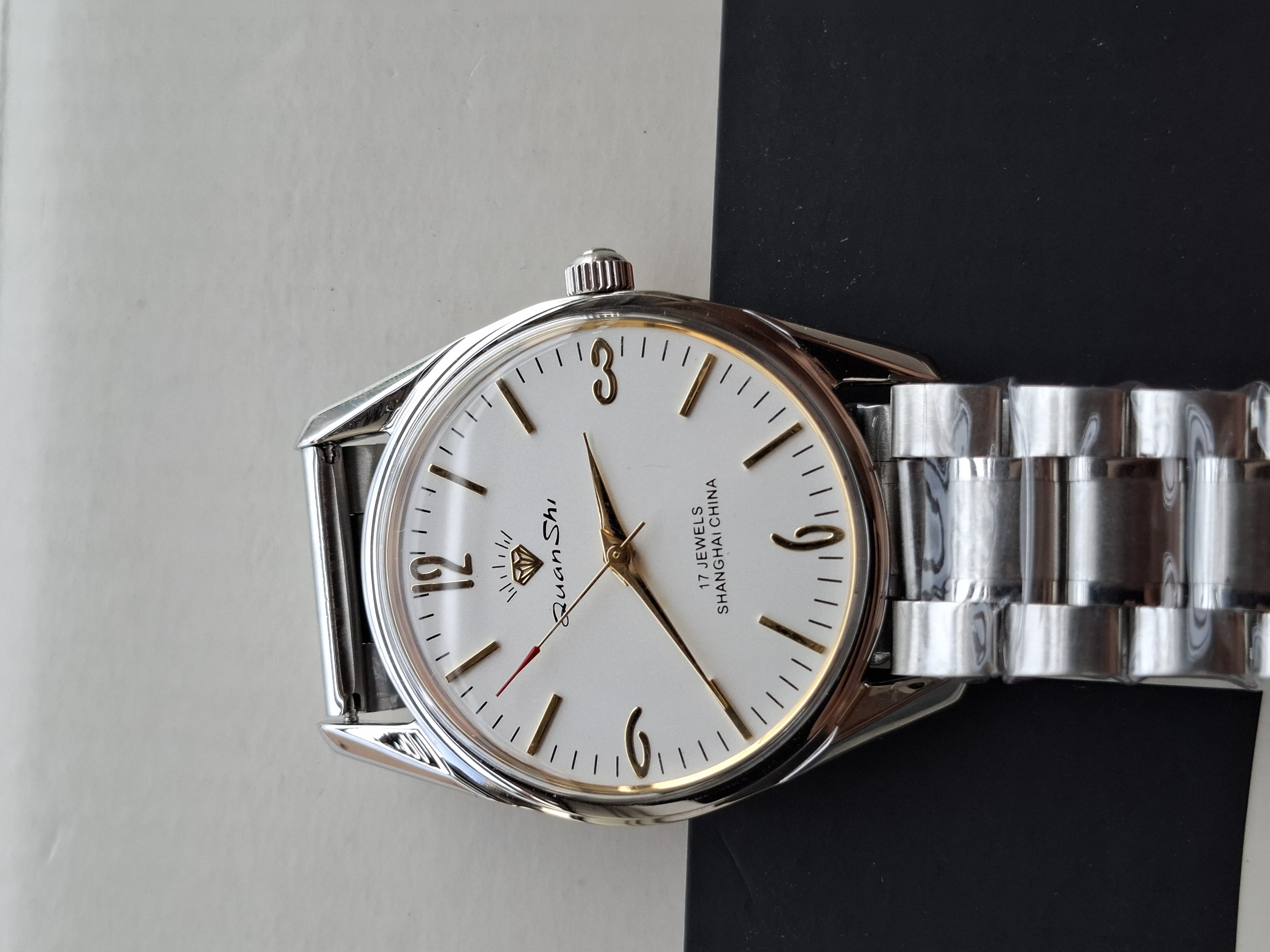 Genuine Shanghai Mechanical Watch Manual Winding 17 Diamond Retro Waterproof Mens Watch Religio Masculino Watche for Men: Coffee