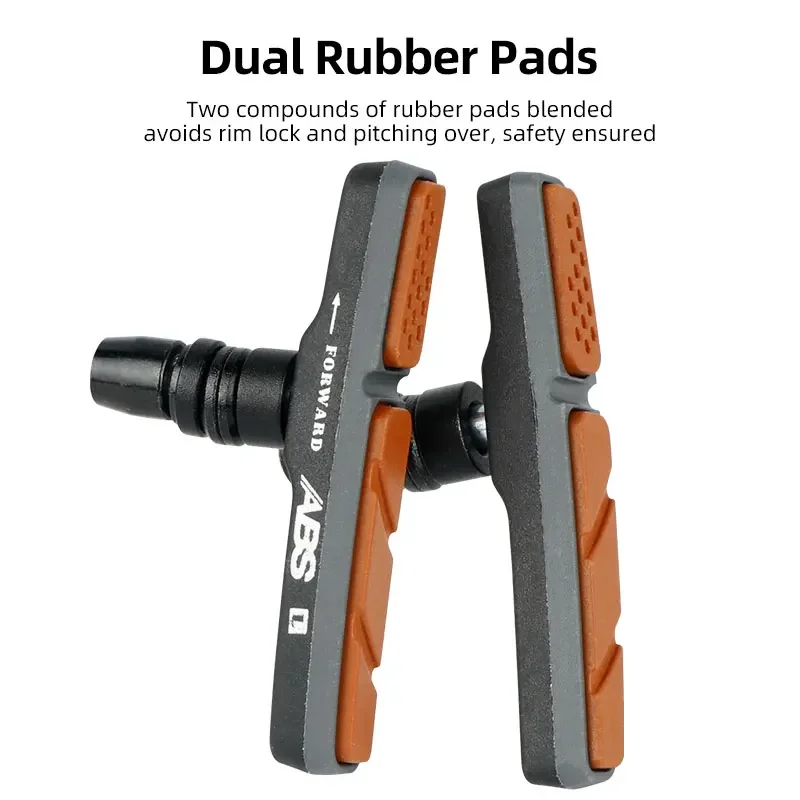 Deemount MTB V-Brake Pads Mechanical Linear Pull Brakes Dual Compound Composition All-Weather Bicycle Brake Blocks