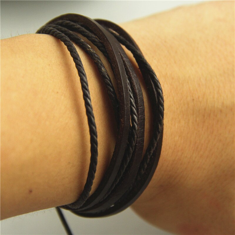 Pulsera de surfista para hombre y mujer, pulsera de cuero, brazalete de cuero ajustable, joyería