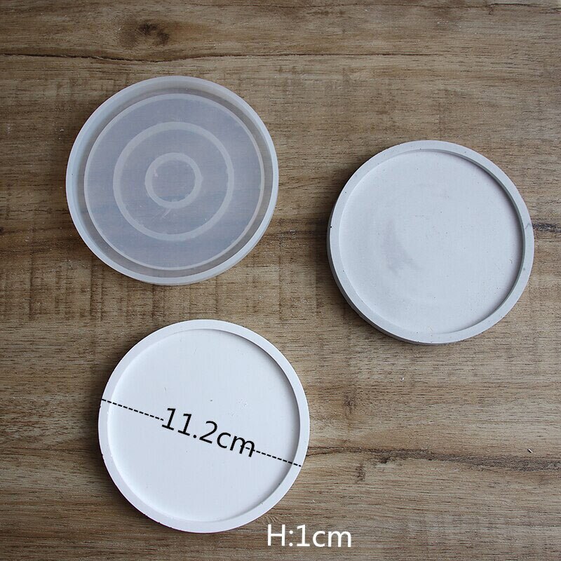 Silicone Kitchen tray Mold Rectangle Tray Mold Base Tray Silicone Mold Terrazzo Round Plate Concrete Epoxy Clay Plaster Mold: 11.2 cm round