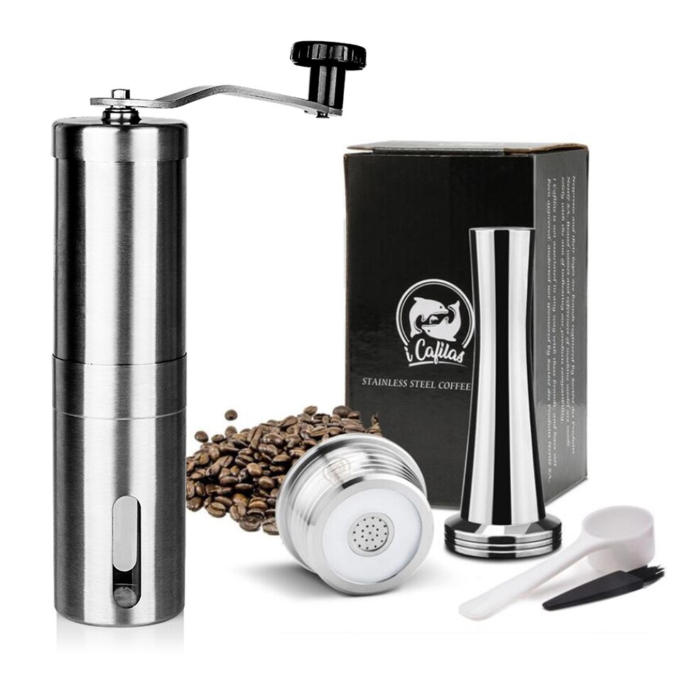 Cápsulas de café reutilizáveis de aço inoxidável cozinha reutilizável copo da cápsula de café filtro compatível para delta q acessórios de café: Marfim