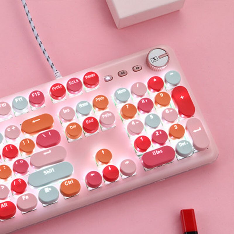 Technologie K520 symphonie mécanique clavier câble Keyclick axe optique fille coeur mignon fille rouge à lèvres Macarons frontière