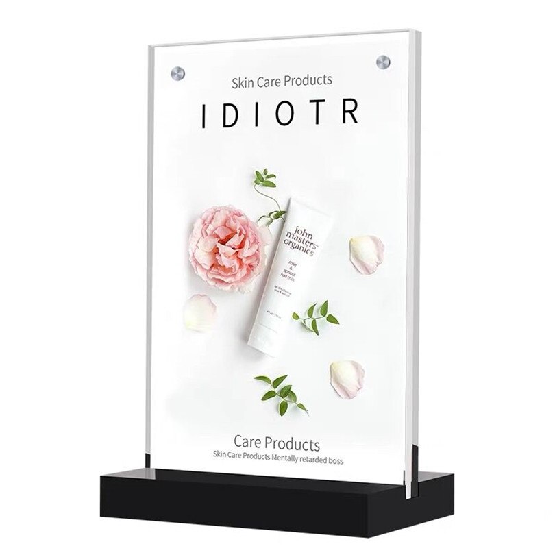 100*200mm akrylskilt holder bord nummer stand menu tæller plakat holder skilt display stativ: Lodret