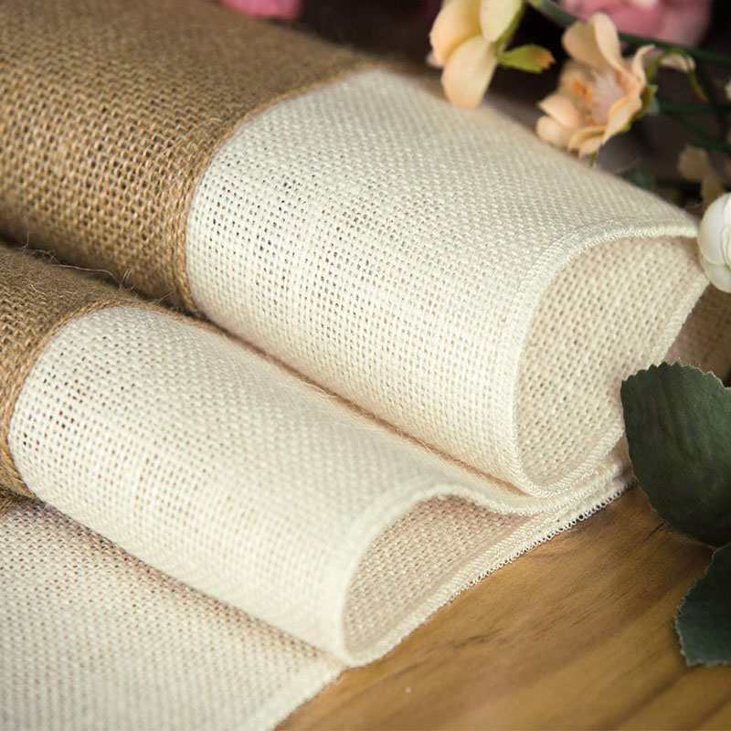 Yoza vintage säckväv bordslöpare, naturlig bordsduk bröllop födelsedagsfest jul år matbord heminredning