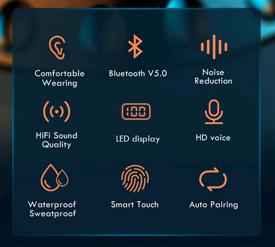 Tws Bluetooth 5.0 Koptelefoon 2200Mah Opladen Doos Draadloze Hoofdtelefoon 9D Stereo Waterdichte Oordopjes Headsets Voor Slimme Horloge Telefoon