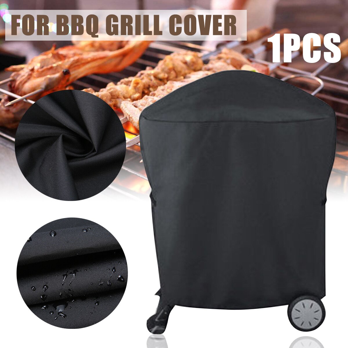 Polyester Fabric BBQ Grill Cover Waterproof BBQ Rolling Cart Grill Covers for Weber Q1000 Q2000 Series