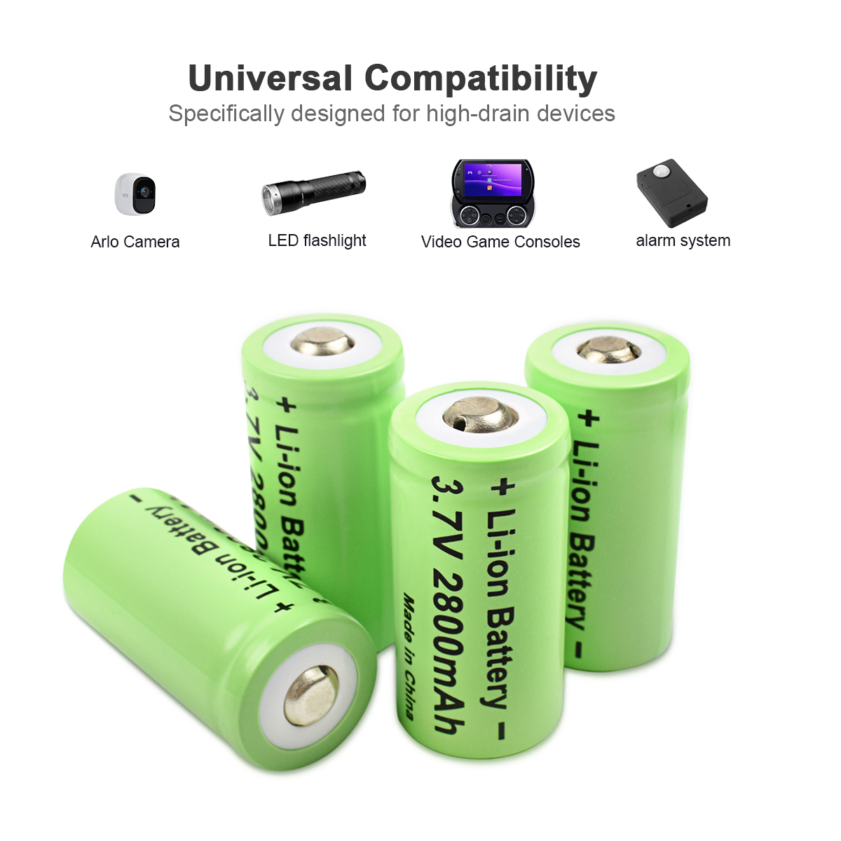 2800 mAh wiederaufladbare 3,7 V Li-Ion 16340 CR123A CR123 Akku + LCD-Ladegerät für Arlo-Überwachungskamera für Taschenlampen-Akku