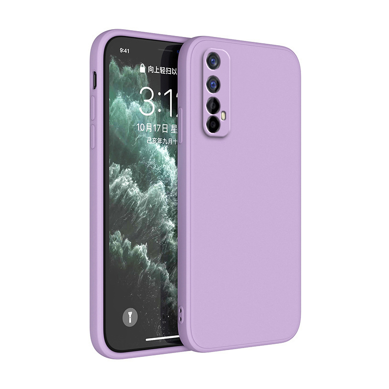 Coque souple originale pour OPPO Realme 7, Protection d'appareil photo carrée en Silicone liquide Realme7 5G, housse antichoc classique de luxe Fundas: EVA / vert militaire