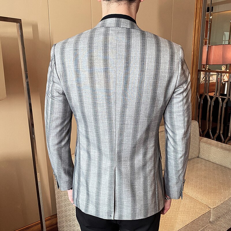 style Male in summer cotton linen business suit/Men stripe leisure Blazers groom dress coat Plus size 4XL