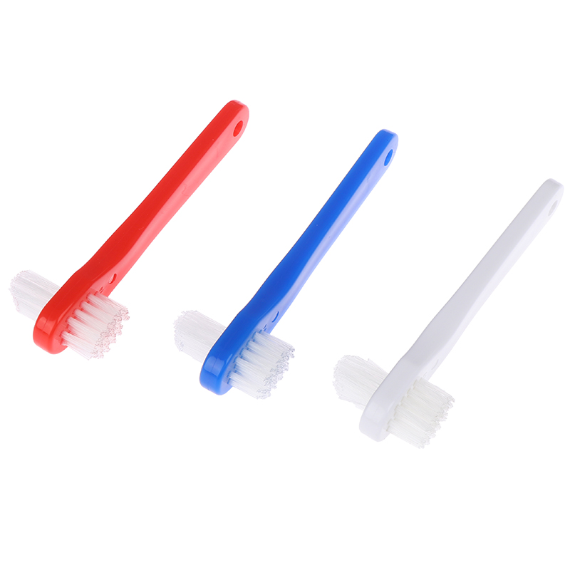 1 stks T-vorm Prothese Gewijd Plastic Borstel Tandenborstel Dual Head Valse Tanden Borstels Cleaner Voor Mondgezondheid