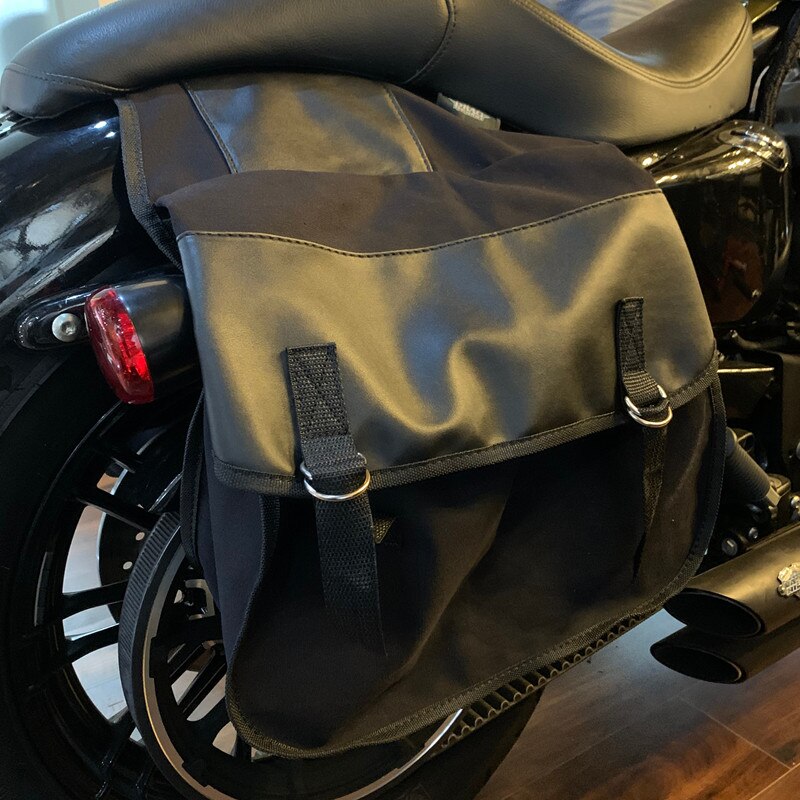 Alforje para motocicleta de lona, caixa de bagagem, ferramentas laterais, bolsa para harley suzuki honda shadow kawasaki touring
