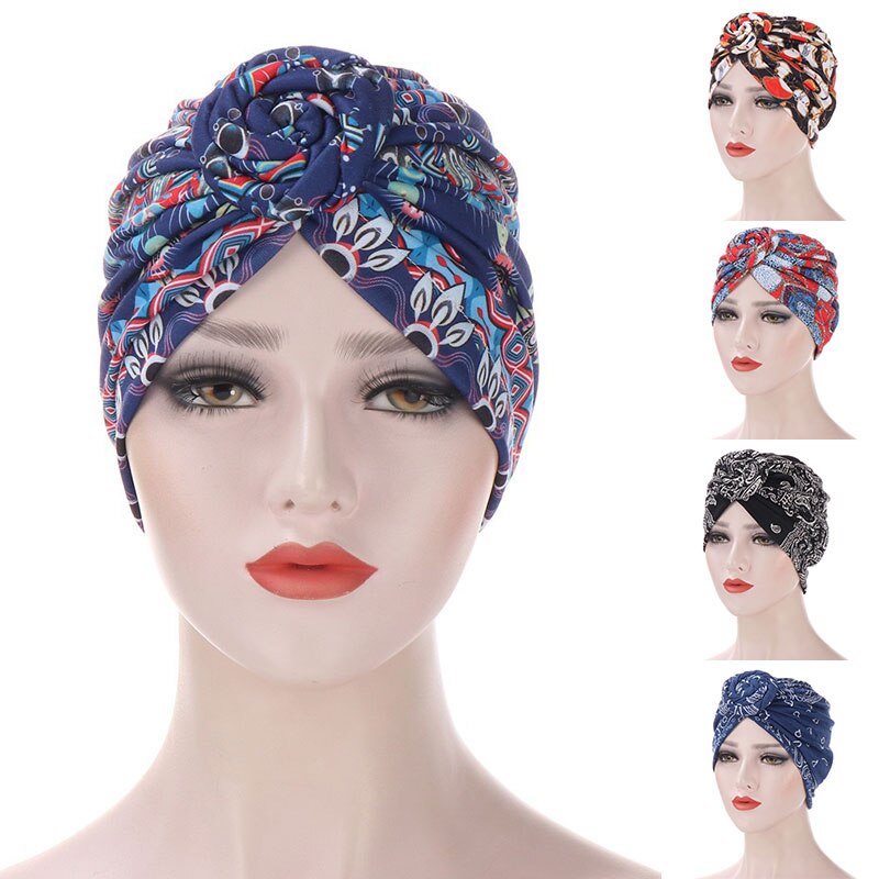 Foulard arabe pour femmes, Turban, casquette, Hijab, imprimé, style bohème, ethnique, intérieur, chapeau pour coiffure musulmane