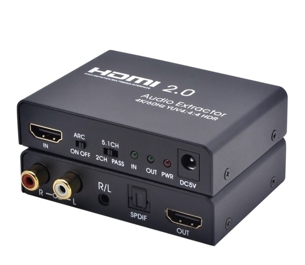 HDMI 2.0 Audio Splitter Ultra HD 1 In 1 Out Digital Optical Audio Left and Right Channel 4K/60Hz